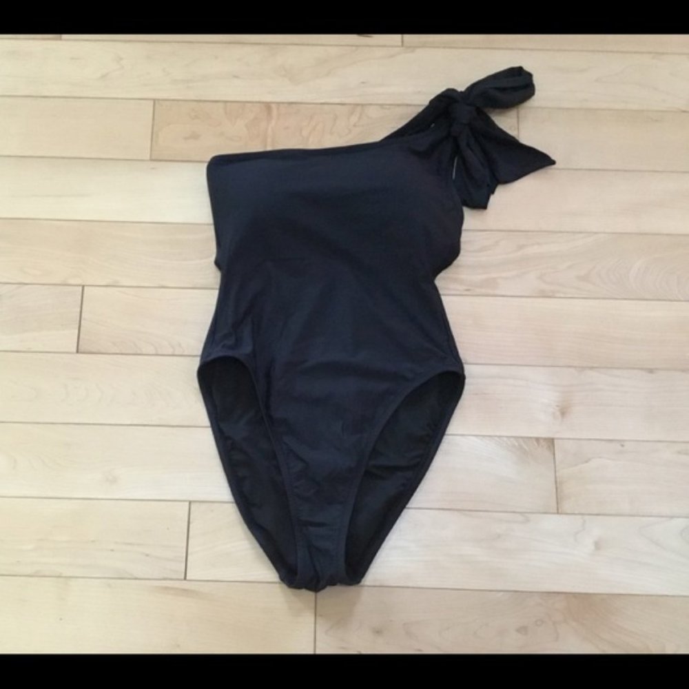 J Crew black Bow Tie one shoulder swimsuit  6